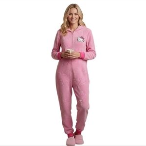 Hello Kitty Y2K Full Zip One Piece Hooded Loungewear Size M